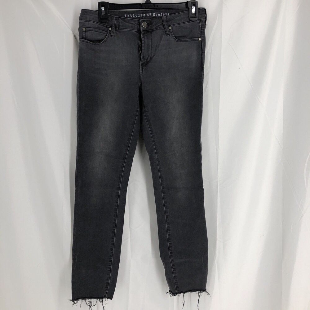 Articles of Society Jeans Womens 28 Black Faded Wash Raw Hem Hi Rise Denim